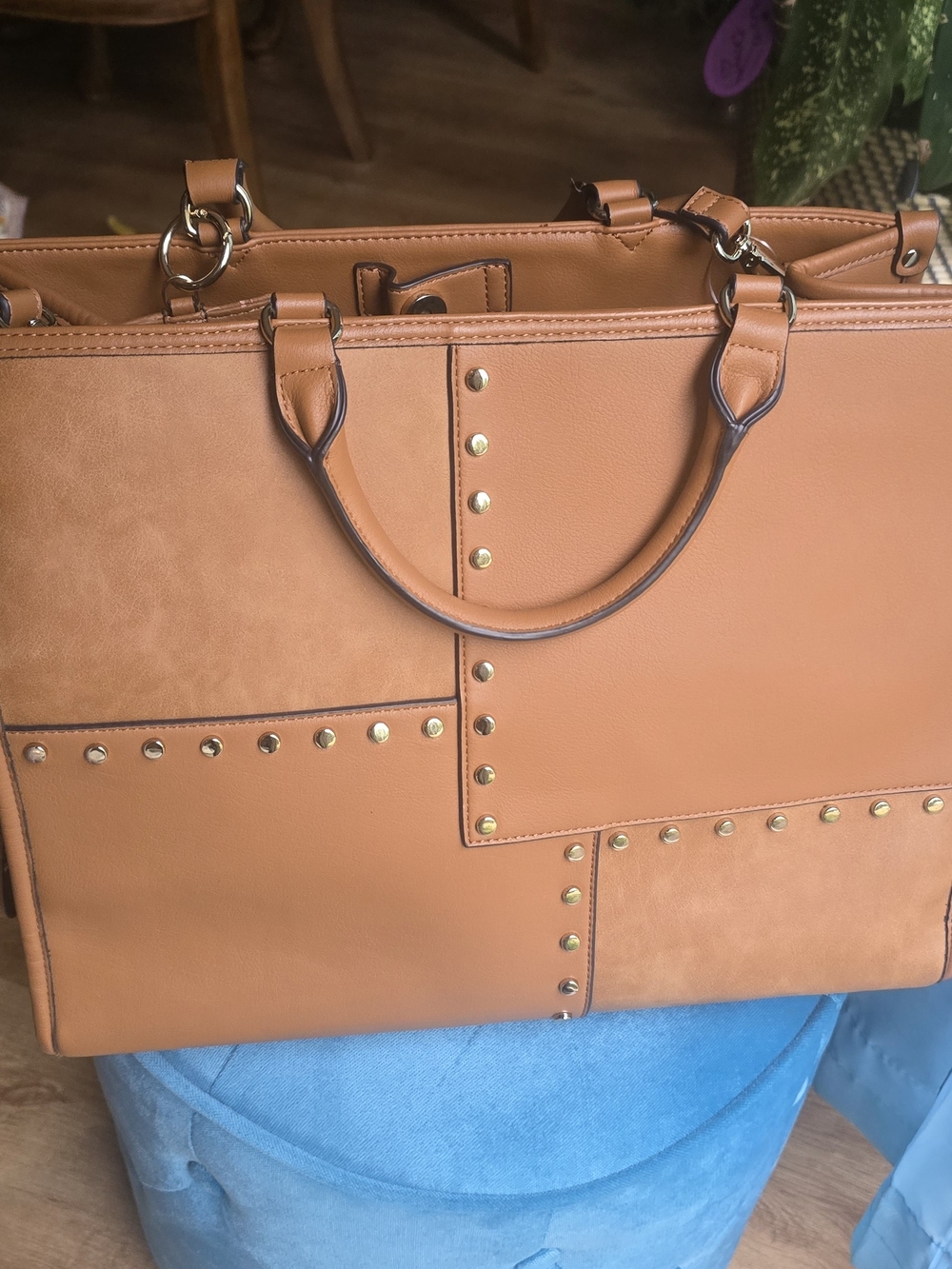 INC Women’s Tan Studded Tote Bag - Stylish Everyday Carry
